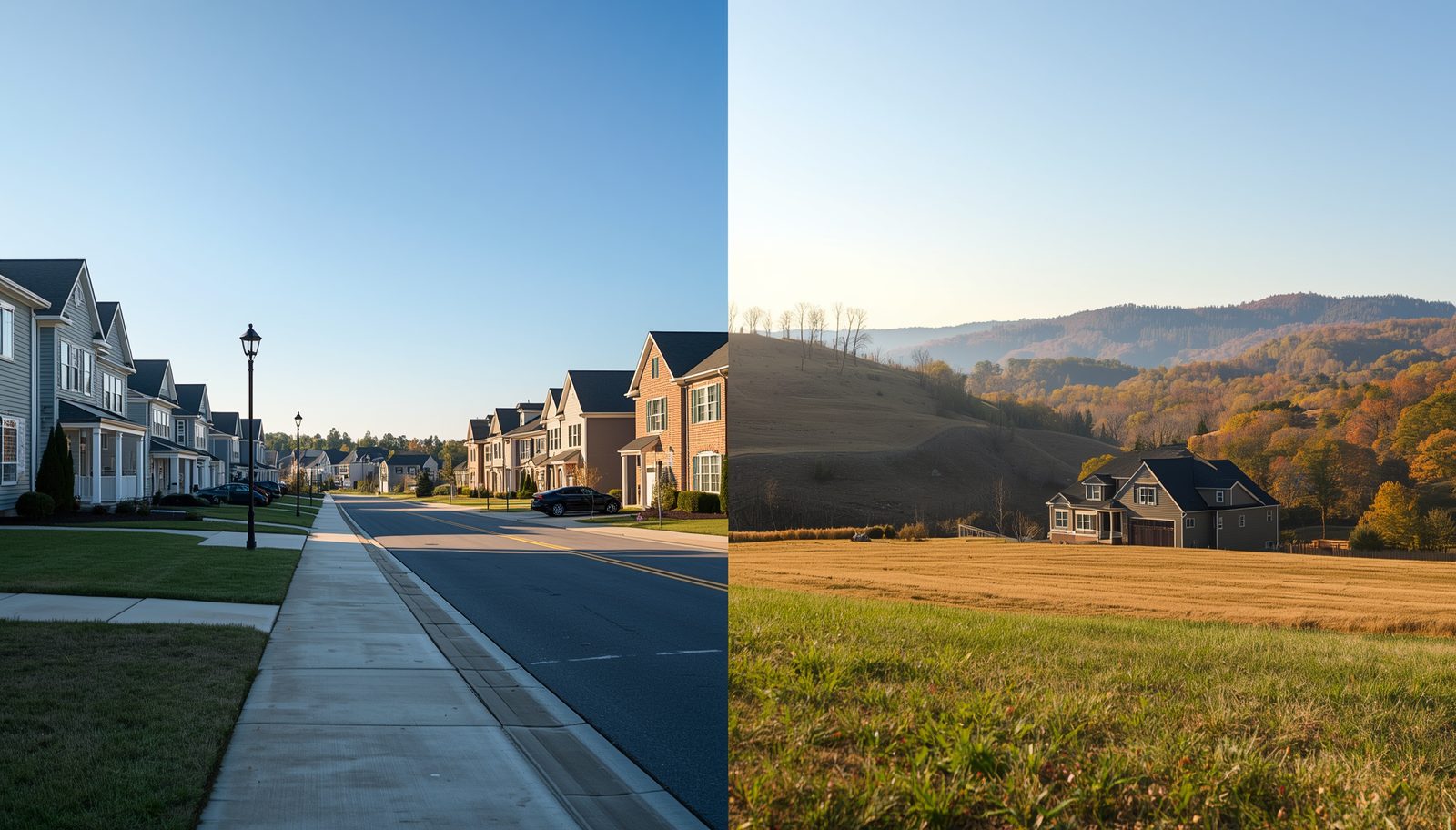Comparison of Virginia suburban homes and West Virginia countryside properties for cross-state homebuyers