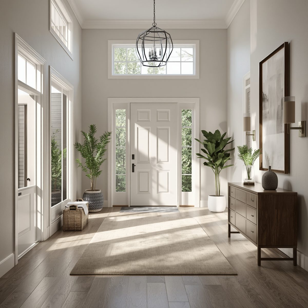 Bright and welcoming home entryway staged to create a strong first impression for buyers during a home showing in Winchester VA