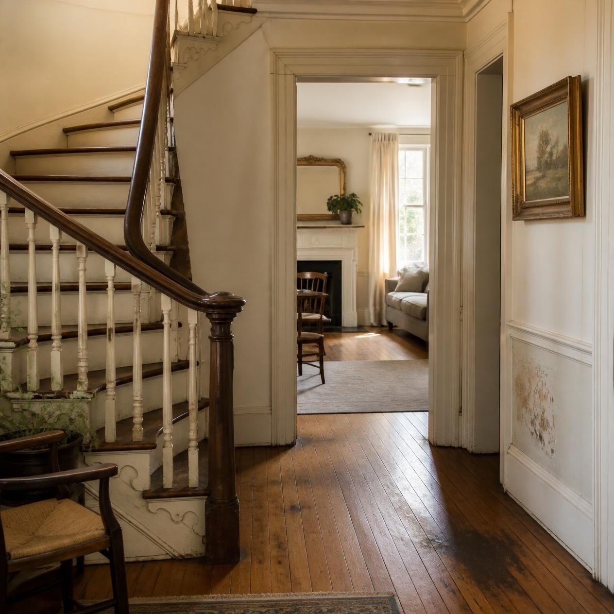 Older home interior illustrating the difference between cosmetic repairs, deferred maintenance, and potential home buying red flags.